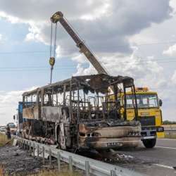 שירות גרר לאחר תאונת אוטובוס